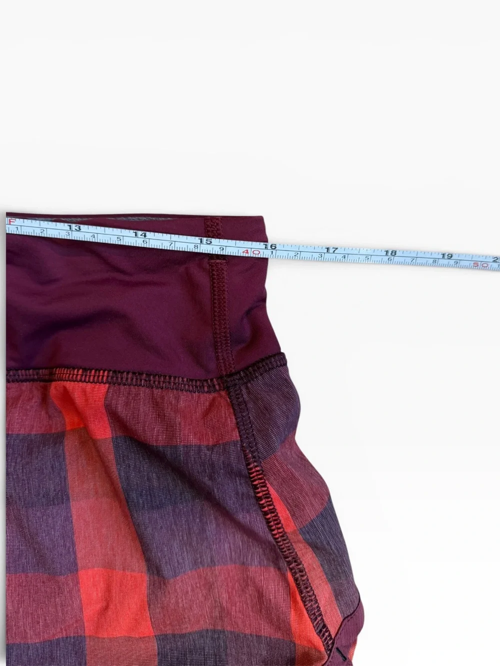 Lululemon Run Times Shorts – Women’s Size 10 – Red Plaid Running Athletic Shorts